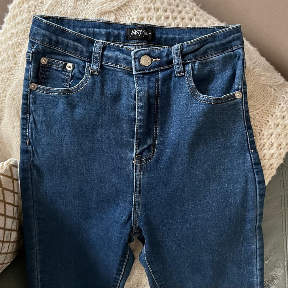 NASTY GAL Stretch HIGH RISE High Waisted SKINNY Soft JEANS UK 10 EU 38 - Picture 6 of 16